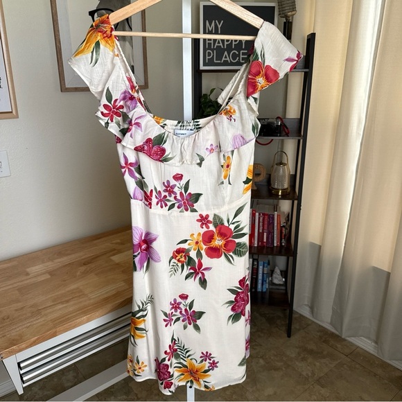 Old Navy Women Floral Print Scoop Neck Flutter Sleeve Smocked A-Line Dress M - Picture 2 of 8